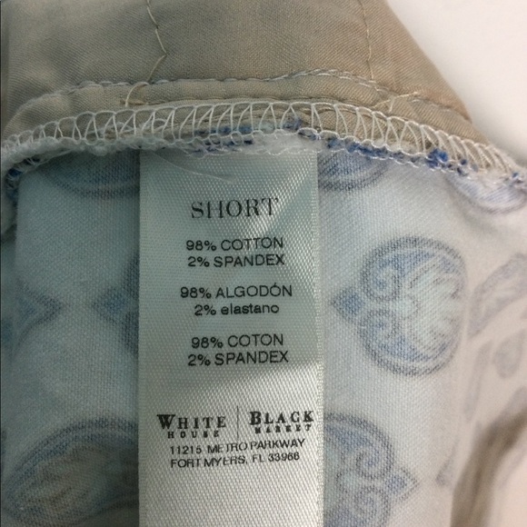 Women's White House Black Market 2 XS XSmall Khakis Chino Shorts Black Blue NWOT - Picture 7 of 7